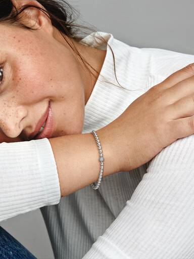 Kugle- og Pavéindfattet Armbånd