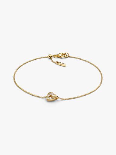 Pandora Talisman Hjerte Kædearmbånd 14 kt. Guld med Laboratorieskabt Diamant Pavé