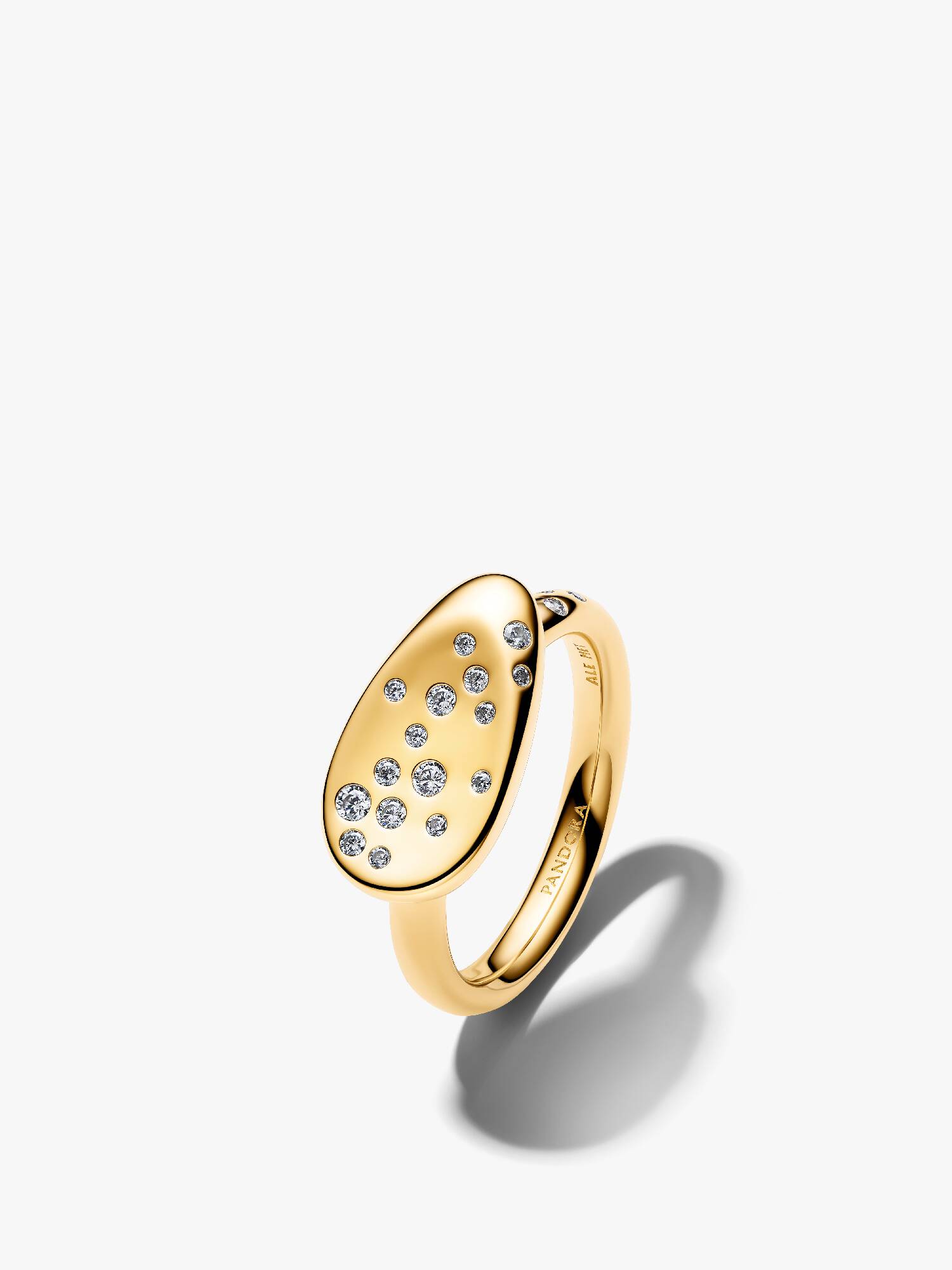 Medium Stenindfattet Oval Signet Ring