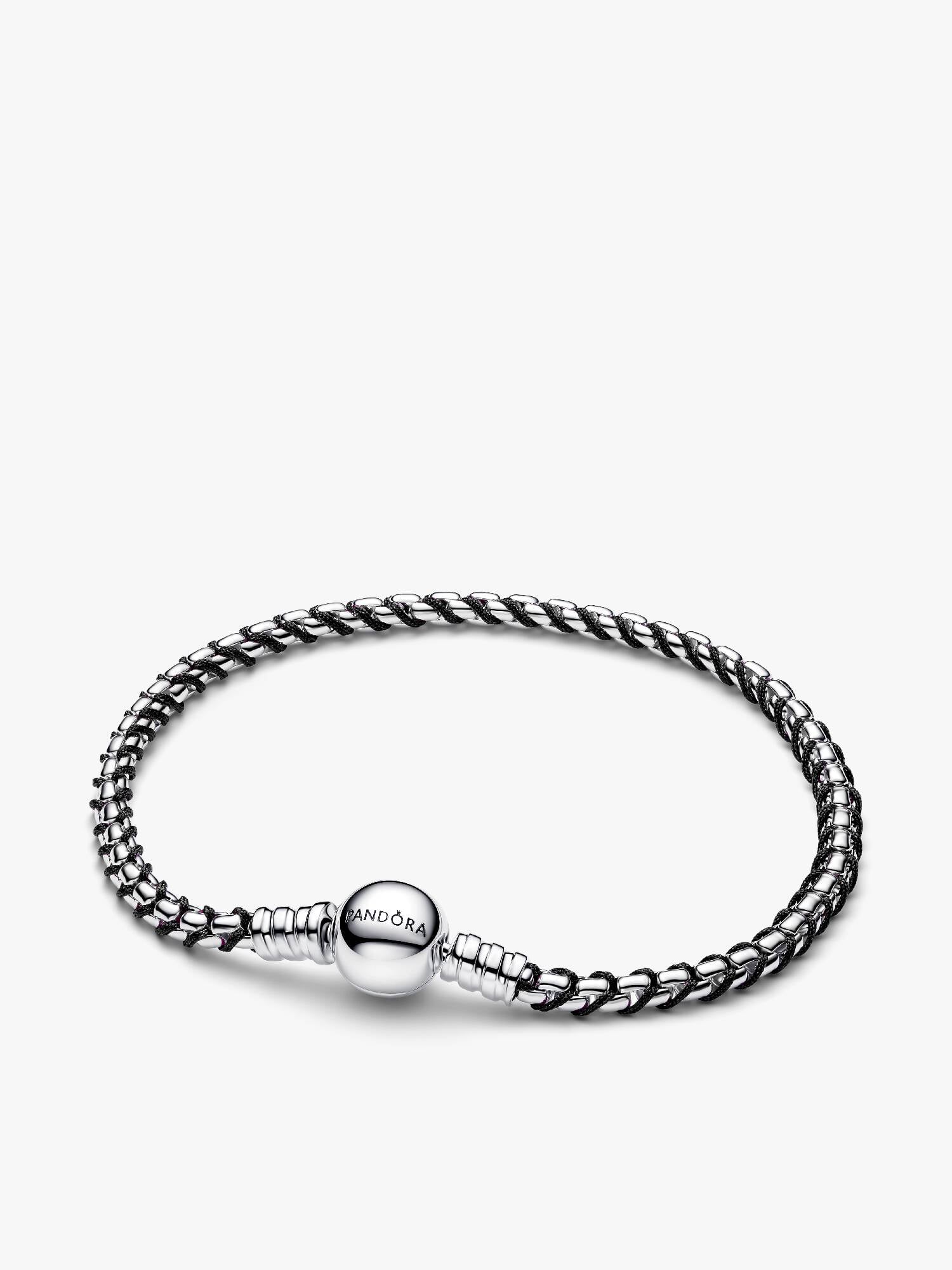 Box Chain Armbånd med Sort Snor