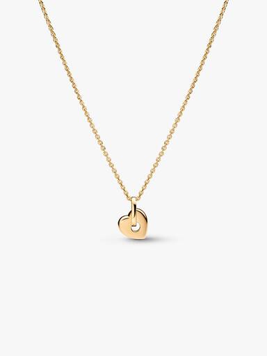 Pandora Talisman Hjerte Halskæde med vedhæng 14 kt. Guld med Laboratorieskabt Diamant Pavé