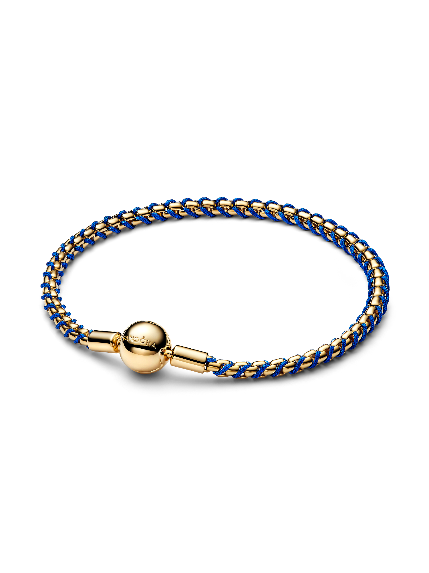 Box Chain Armbånd med Blå Snor 