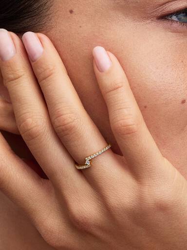 Funklende Delt Pavé Ring