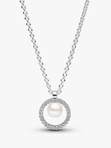Behandlet Ferskvandskulturperle & Pavé Collier-Halskæde