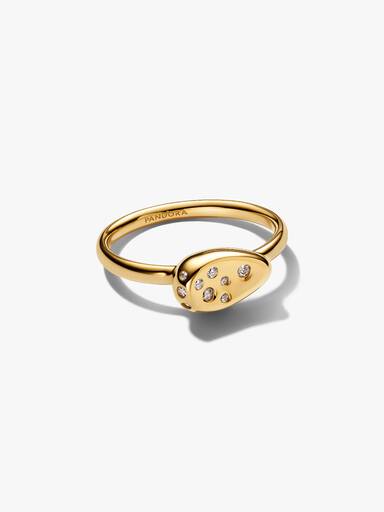 Lille Stenindfattet Oval Signet Ring