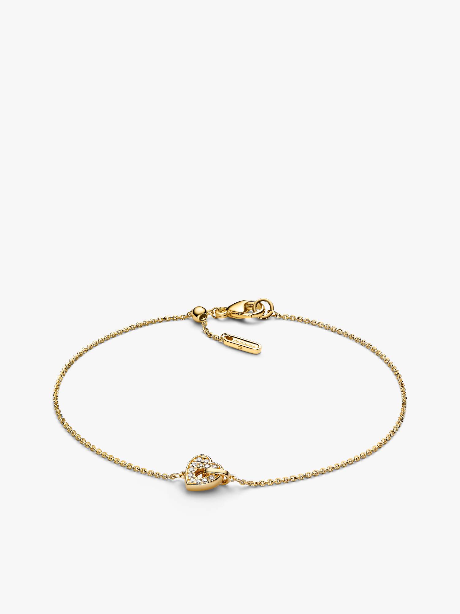 Pandora Talisman Hjerte Kædearmbånd 14 kt. Guld med Laboratorieskabt Diamant Pavé