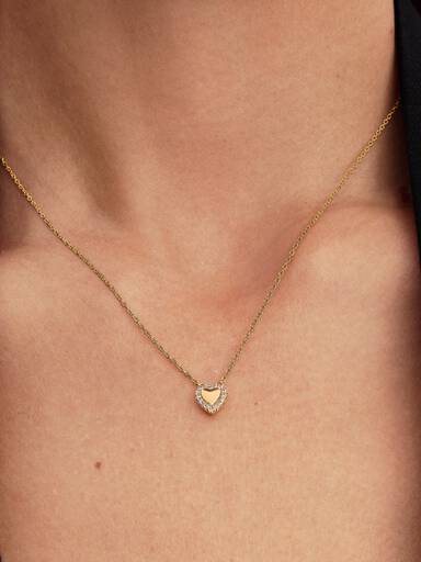 Indgraverbart Hjerte Halo Collier-Halskæde