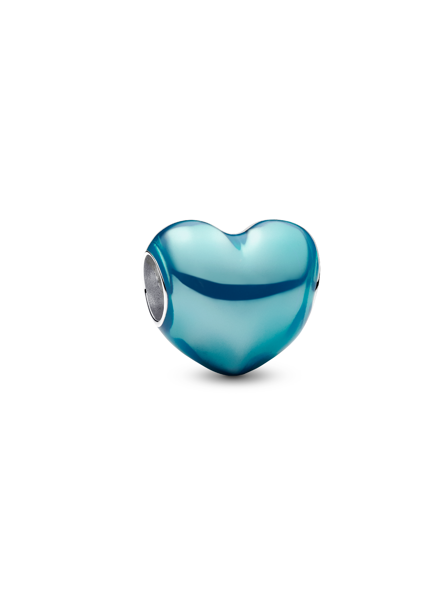 Metallisk Himmelblåt Hjerte Charm