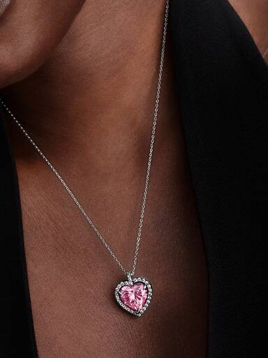 Pink Halo Hjerte Collier-Halskæde