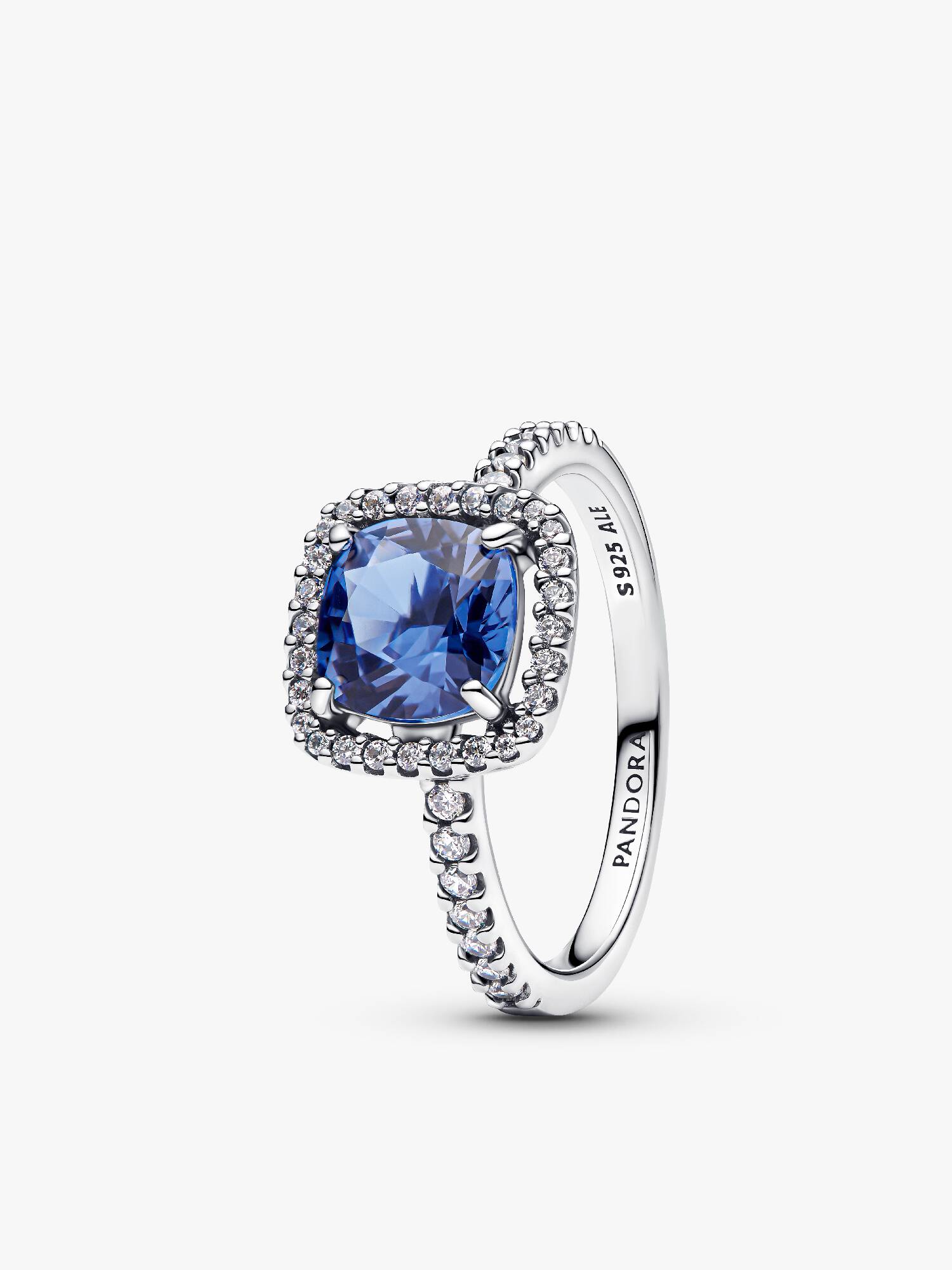 Funklende Kvadratisk Blå Halo Statement Ring