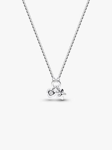 Pandora Talisman halskæde i sterlingsølv med hjerte- og stjernevedhæng med laboratorieskabte diamanter
