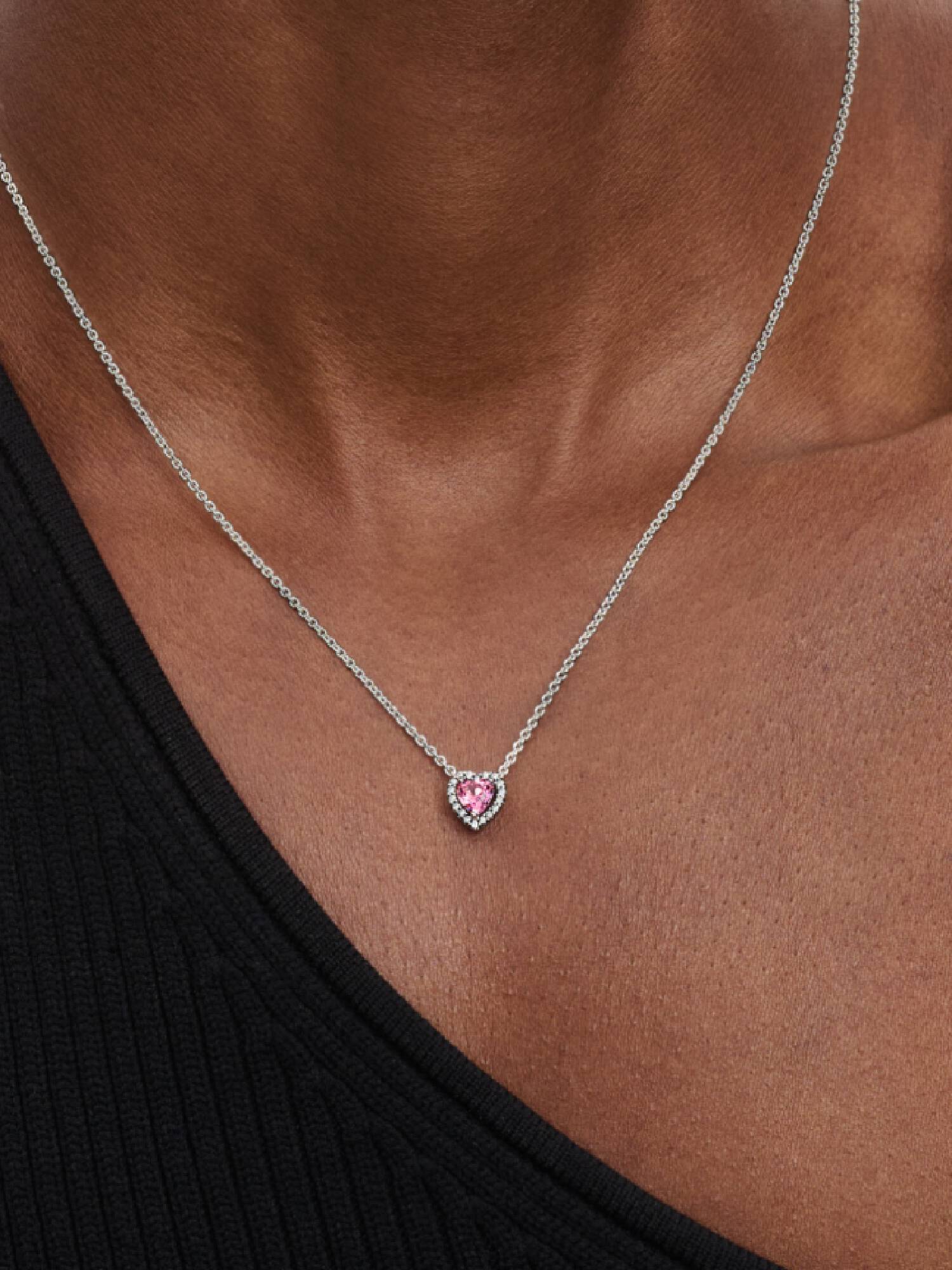 Fremhævet Pink Hjerte Halskæde