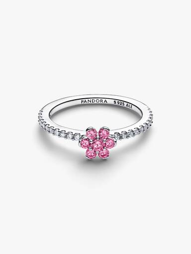 Funklende Pink Blomst Ring
