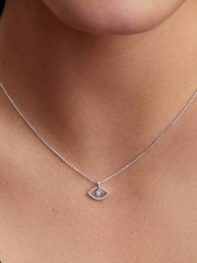 Pandora Talisman halskæde i sterlingsølv med ondt øje-vedhæng med laboratorieskabt diamant
