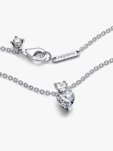 Funklende Collier-Halskæde med Dobbelthjerte Vedhæng
