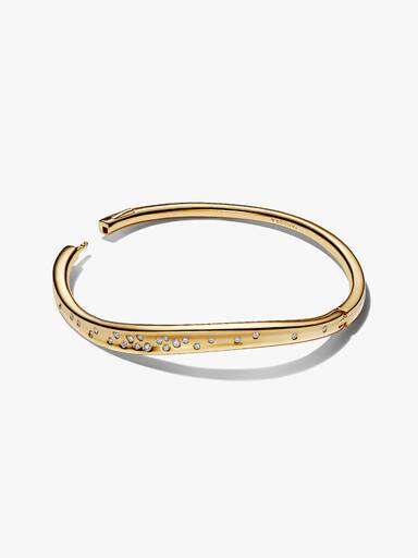 Organisk Formet Stenindfattet Armring