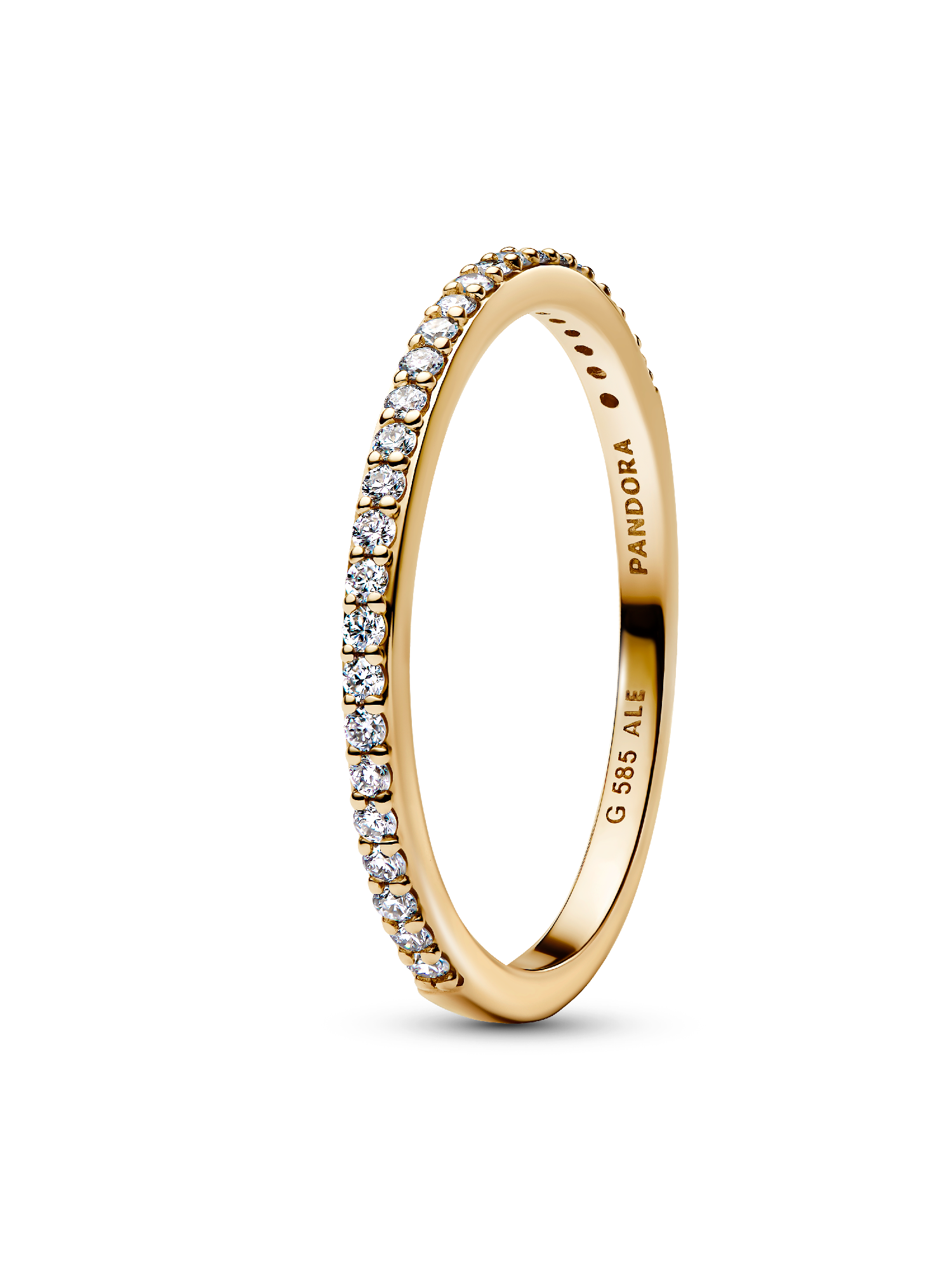 Pandora Era ring med halvt evighedspavébånd i 14 kt. guld med laboratorieskabte diamanter
