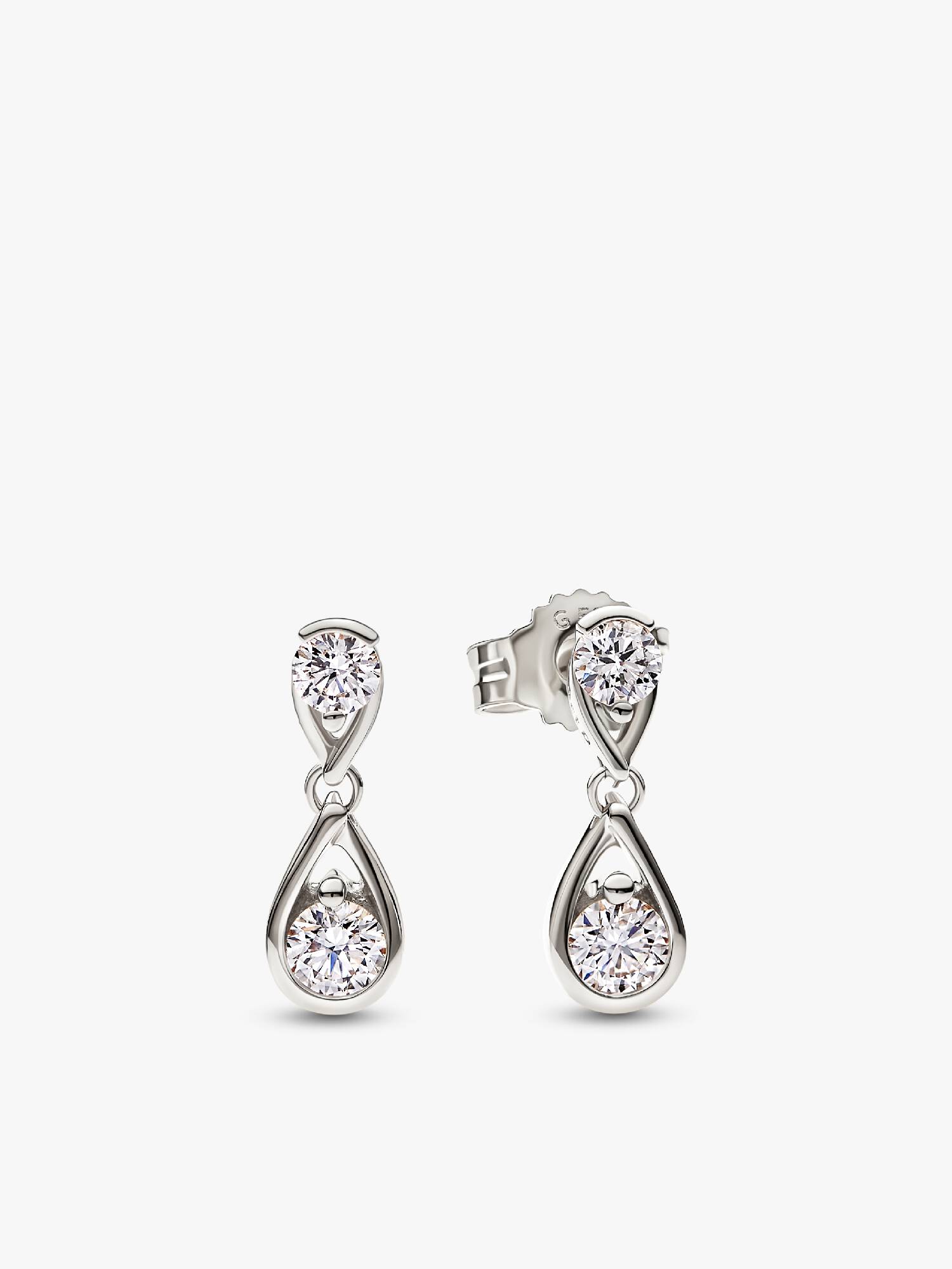 Pandora Infinite drop-øreringe i 14 kt. hvidguld med dobbelte laboratorieskabte diamanter