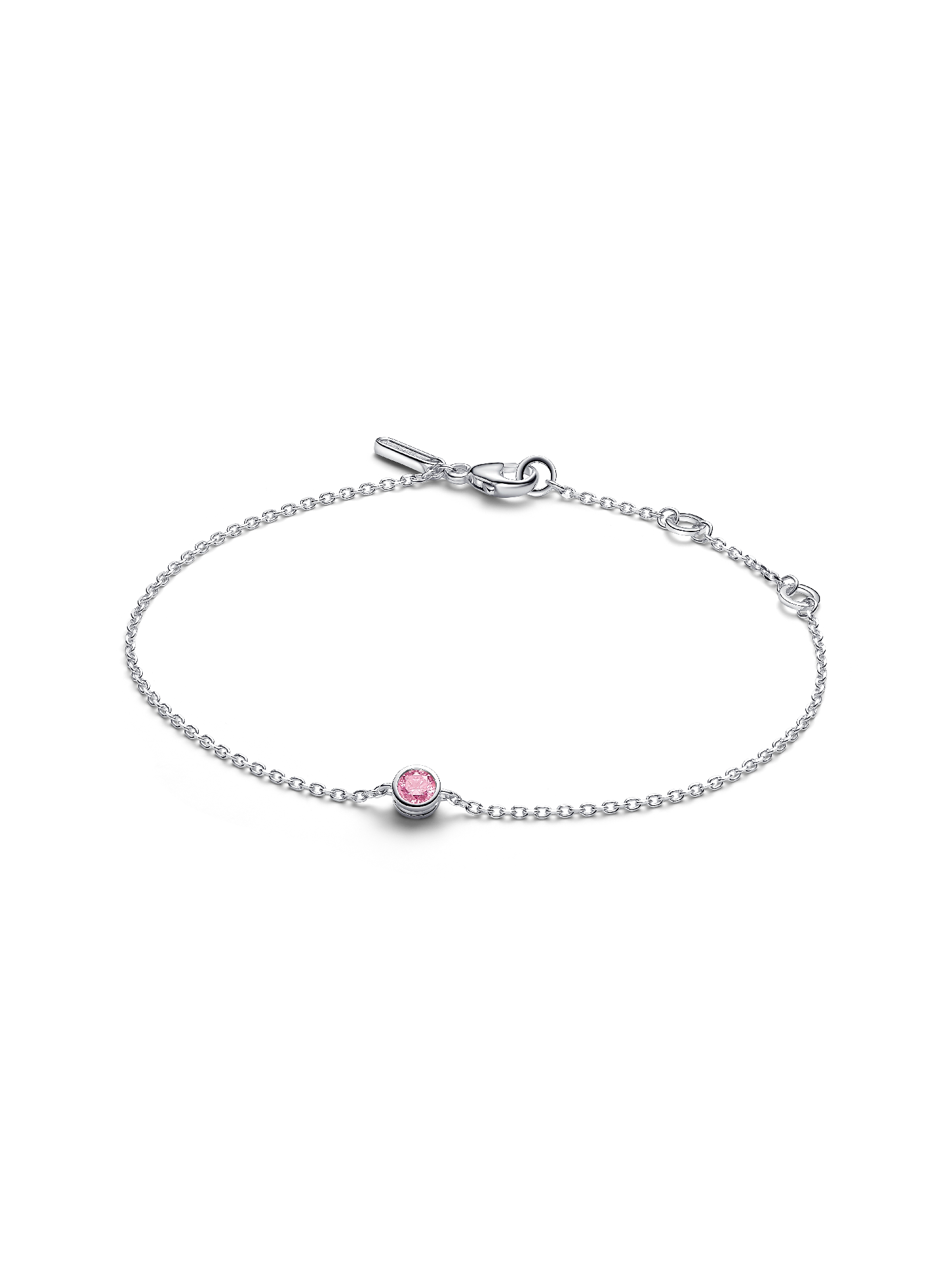 Pandora Era Bezel Kædearmbånd i Sterlingsølv med Pink Laboratorieskabt Diamant