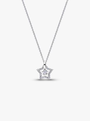 Pandora Talisman halskæde i sterlingsølv med stjernevedhæng med laboratorieskabt diamant