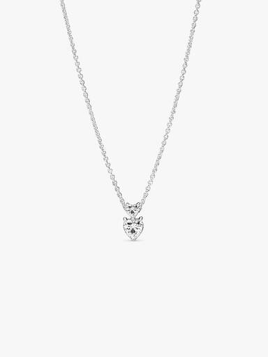 Funklende Collier-Halskæde med Dobbelthjerte Vedhæng