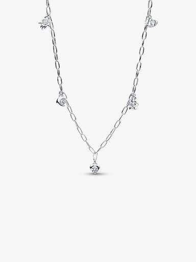 Pandora Talisman papirklipskæde i sterlingsølv med symbolske vedhæng med laboratorieskabte diamanter