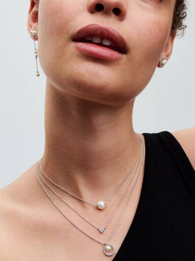 Behandlet Ferskvandskulturperle & Pavé Collier-Halskæde