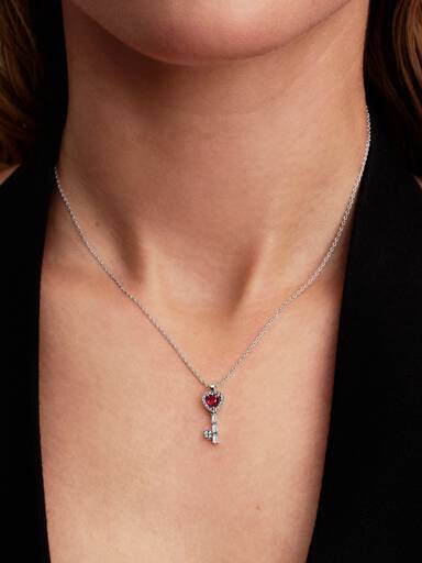 Fremhævet Hjerte Nøgle Collier-Halskæde