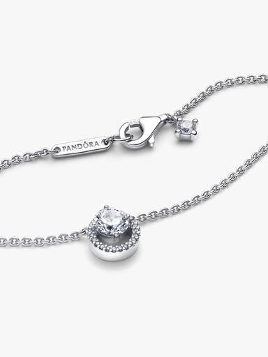 Funklende Rund Halo Collier-Halskæde med vedhæng