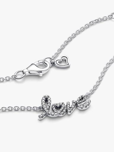 Funklende håndskrevet Kærligheds collier-halskæde
