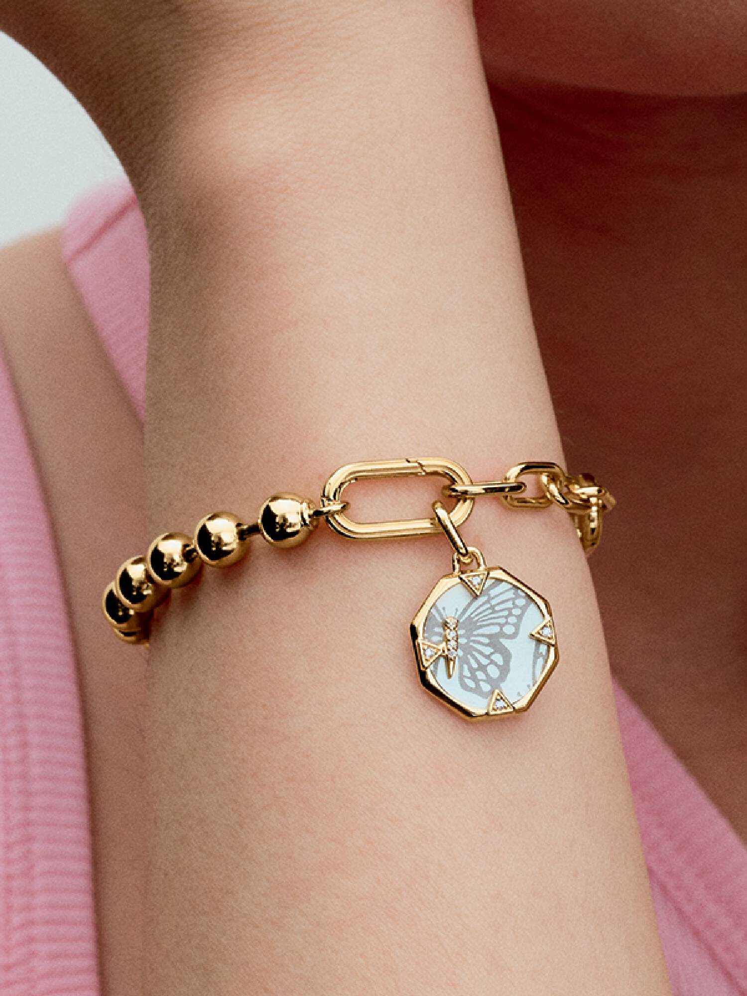Pandora ME Perlemor Sommerfugl Medaljoncharm