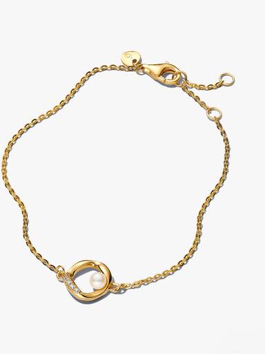 Organisk Formet Pavé Cirkel Armbånd med Behandlet Ferskvandskulturperle