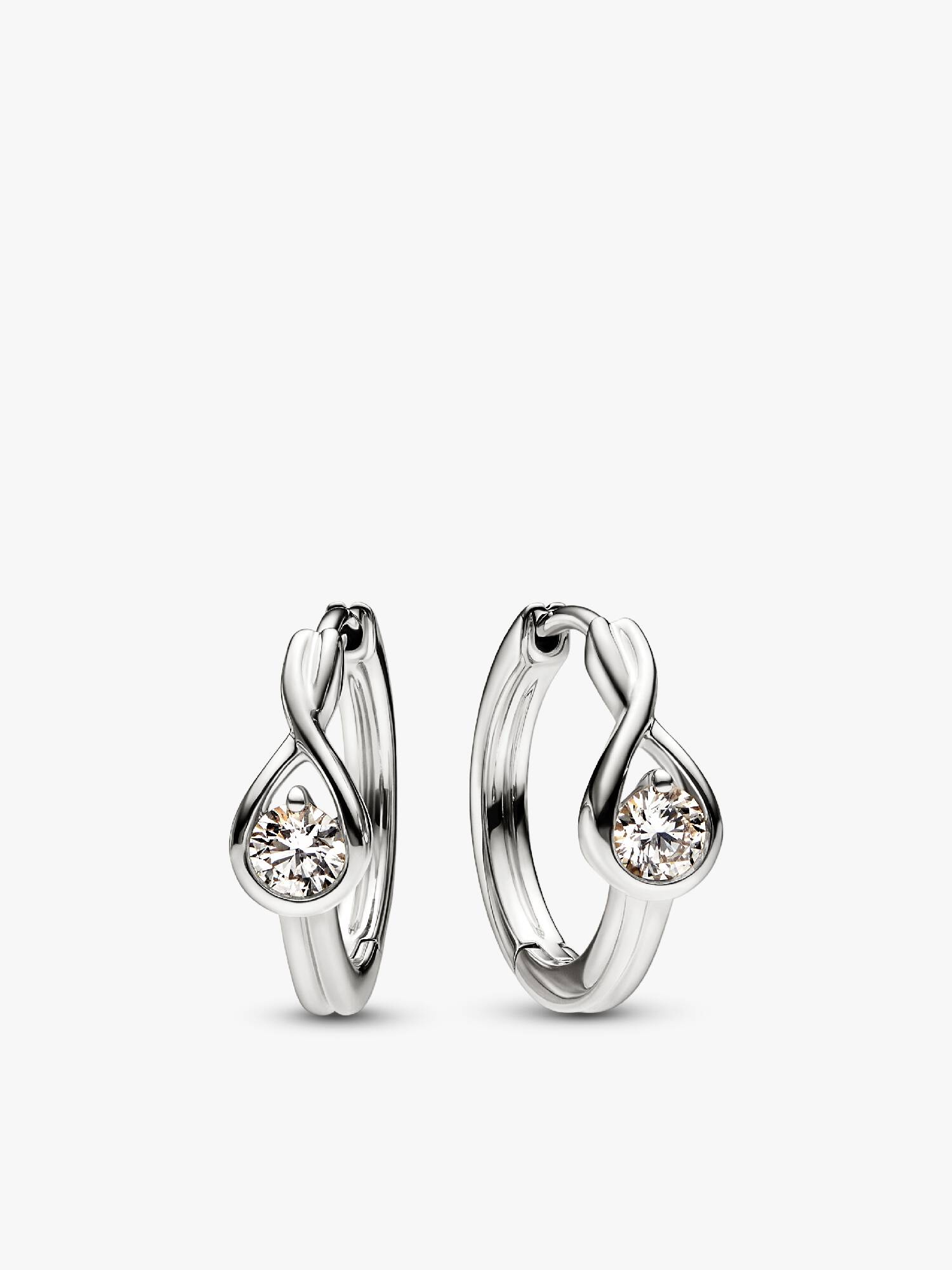 Pandora Infinite creoler i 14 kt. hvidguld med laboratorieskabt diamant