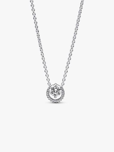 Funklende Rund Halo Collier-Halskæde med vedhæng