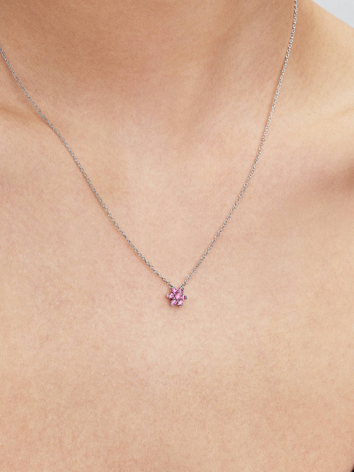 Funklende Pink Blomst Halskæde med vedhæng
