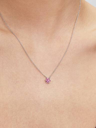 Funklende Pink Blomst Halskæde med vedhæng