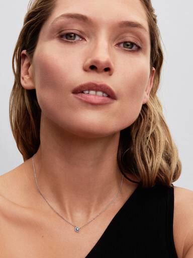 Rund Pavé Halo Collier Halskæde