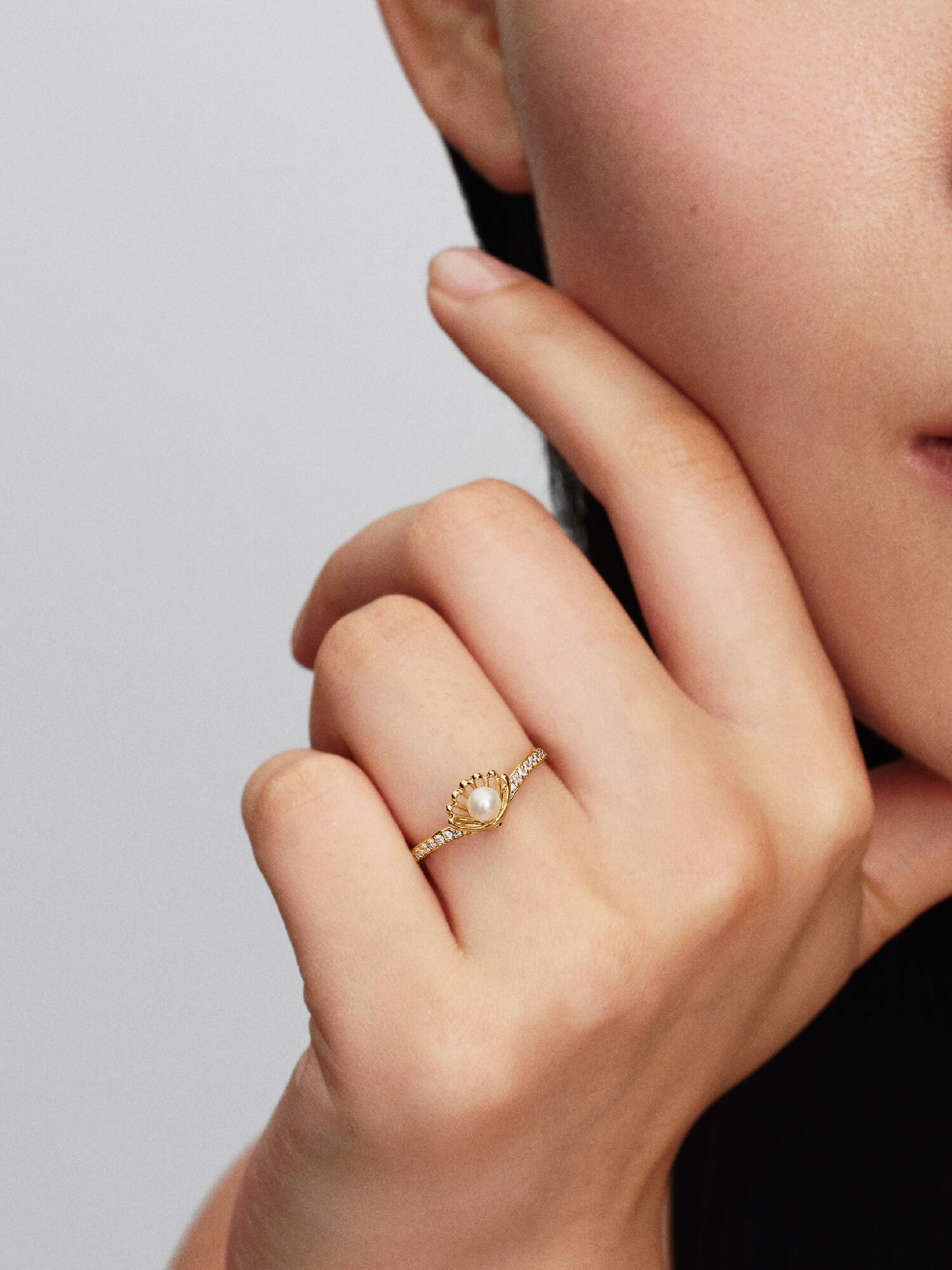 Disney Prinsesse Ariel Muslingeskal Behandlet Ferskvandskulturperle Ring