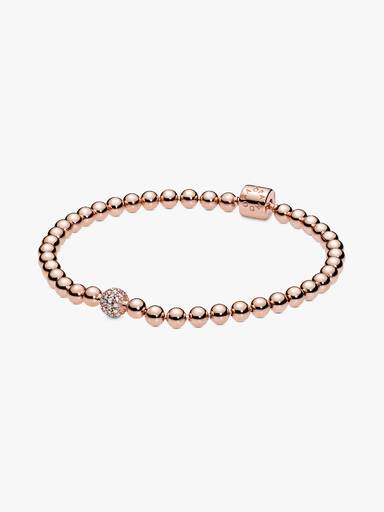 Kugle- og Pavéindfattet Armbånd