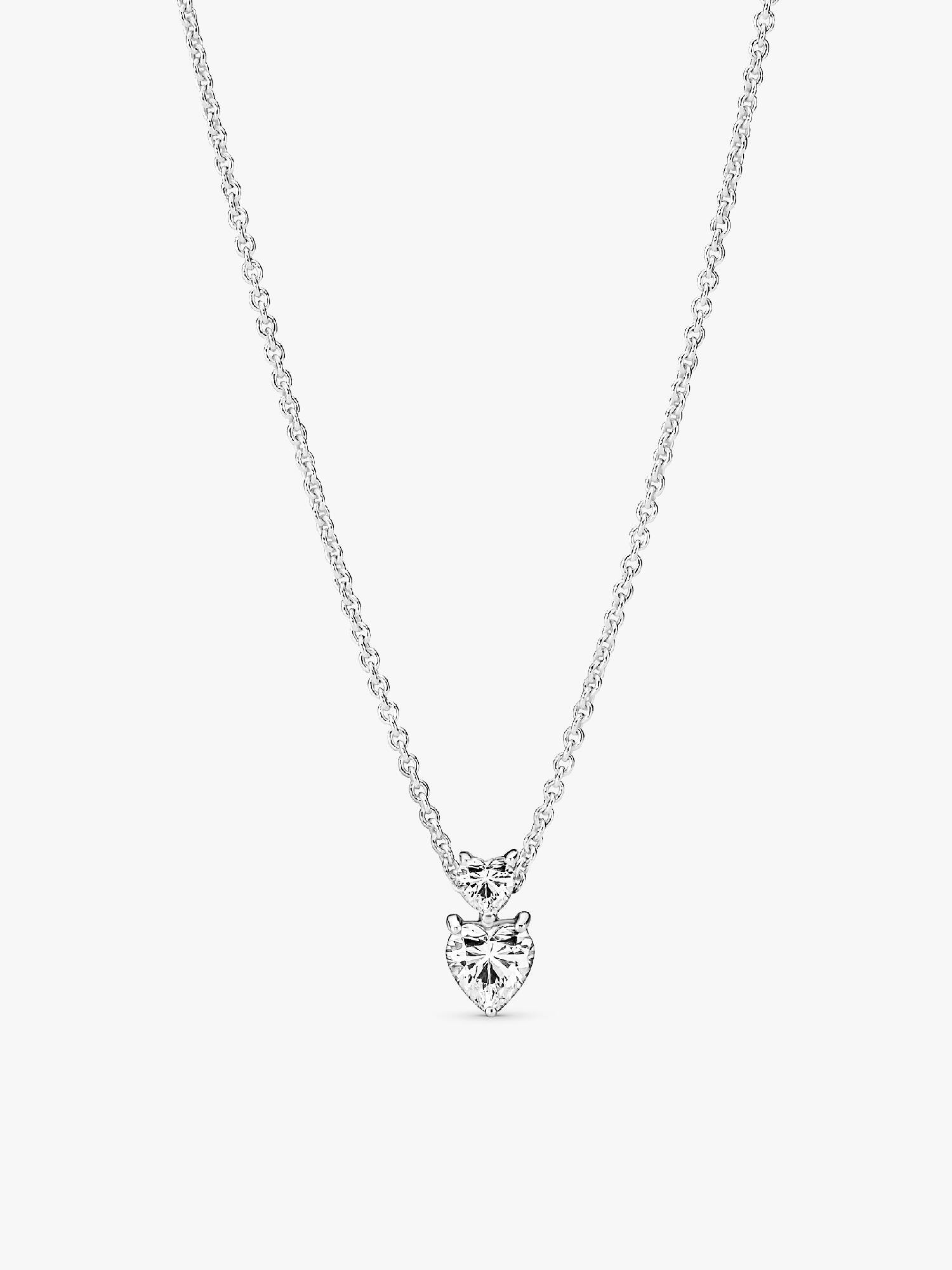 Funklende Collier-Halskæde med Dobbelthjerte Vedhæng