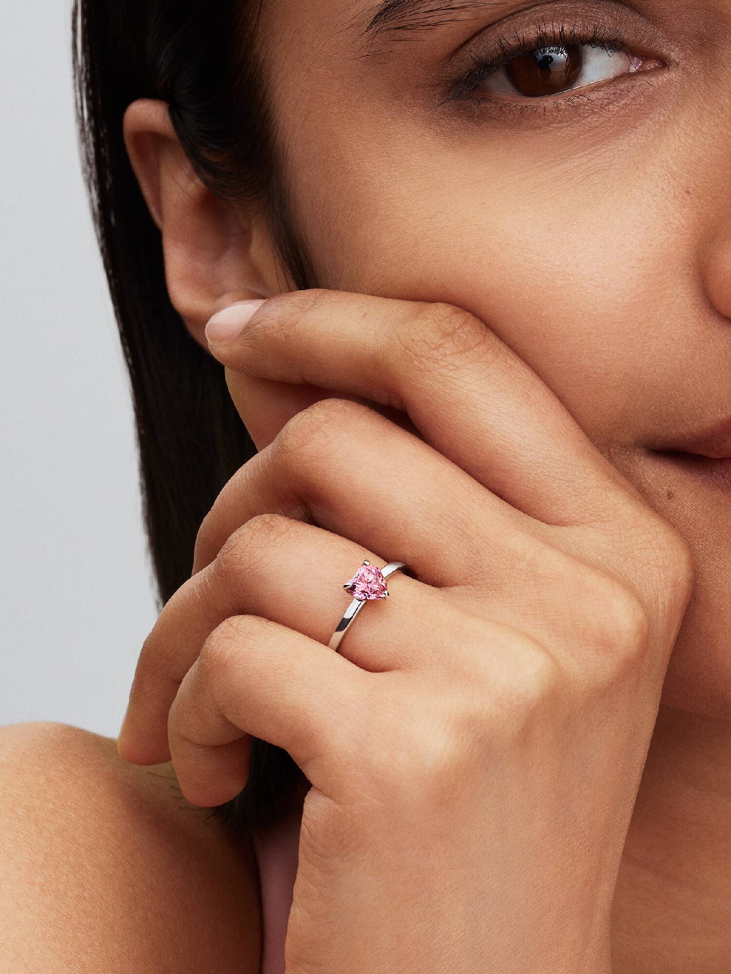 Funklende Pink Hjerte Solitaire Ring