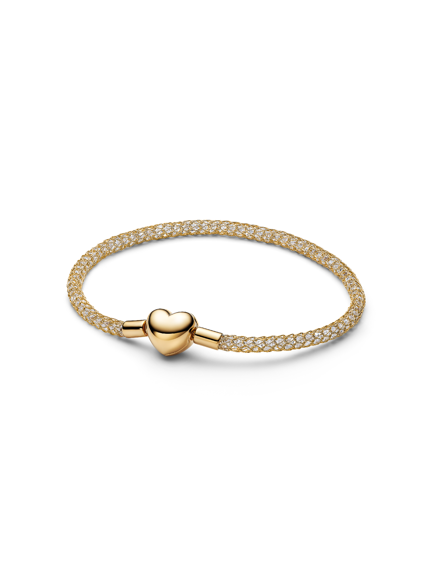 Funklende Mesh Armbånd med Hjertelås 