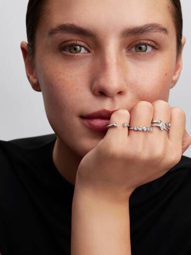 Pandora Talisman åben ring i sterlingsølv med stjerne og hjerte med laboratorieskabte diamanter