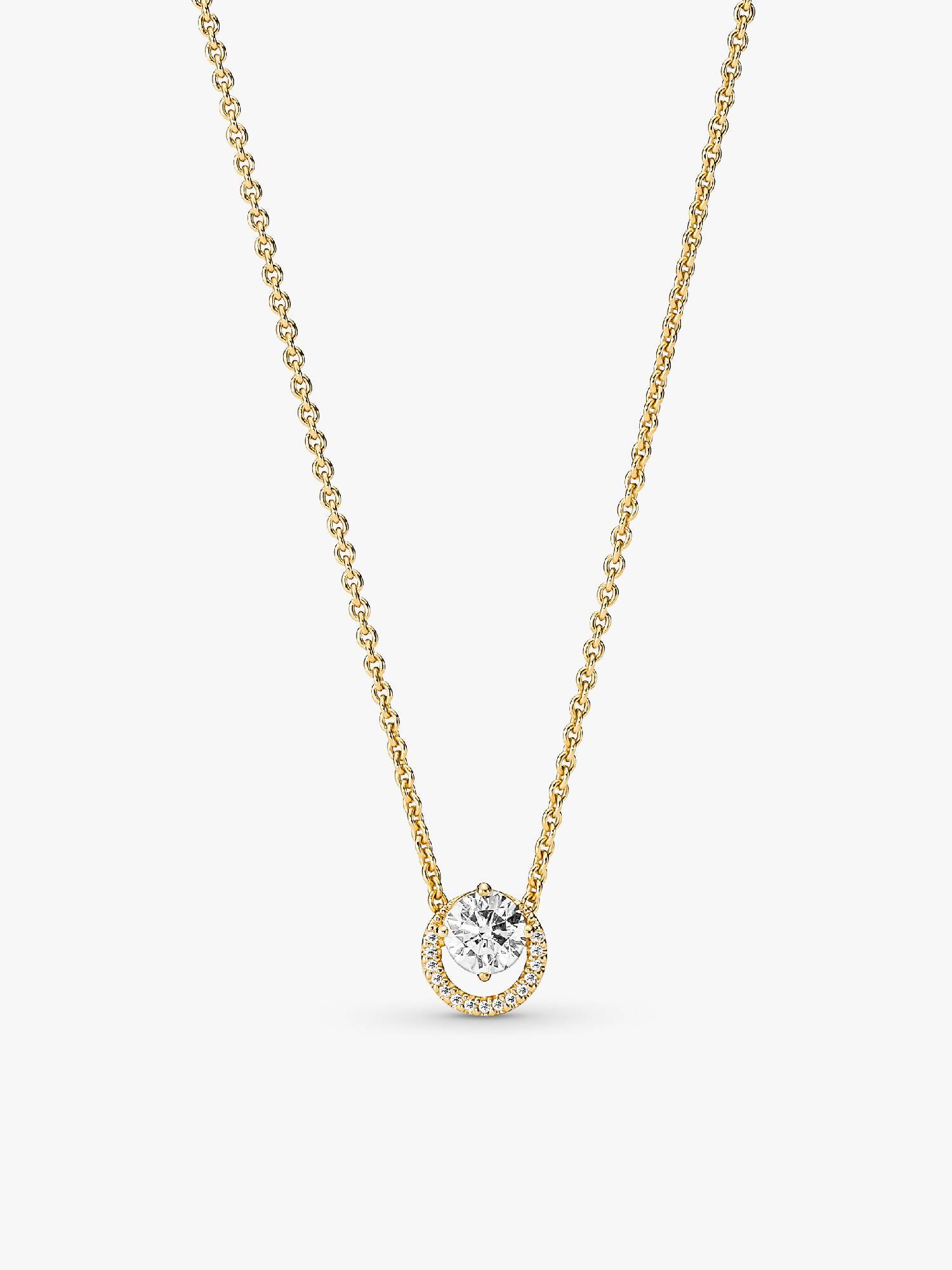 Funklende Rund Halo Collier-Halskæde med vedhæng