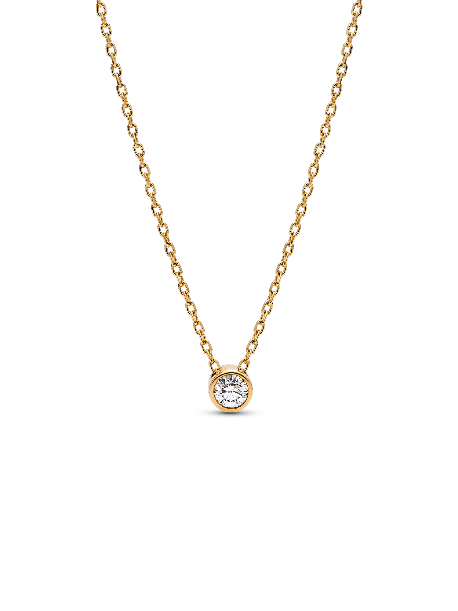 Pandora Era bezel halskæde i 14 kt. guld med vedhæng med laboratorieskabt diamant