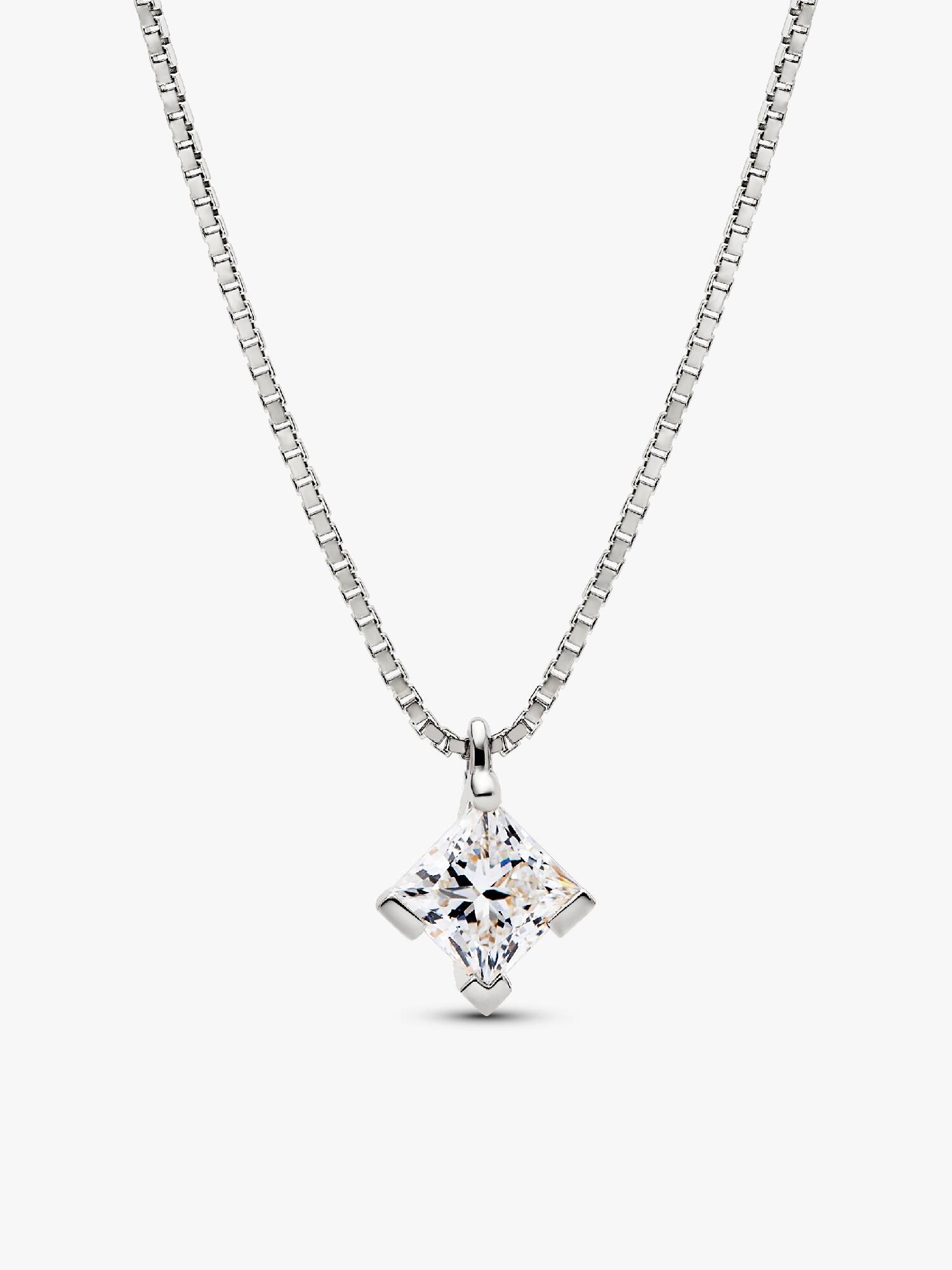 Pandora Nova halskæde i 14 kt. hvidguld med vedhæng med laboratorieskabt diamant