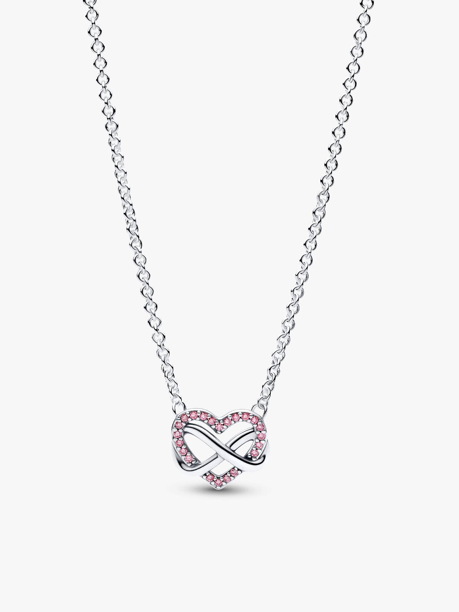 Funklende pink evighedshjerte collier-halskæde
