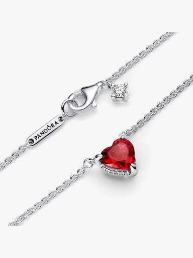 Collier-halskæde med funklende Hjertehalovedhæng