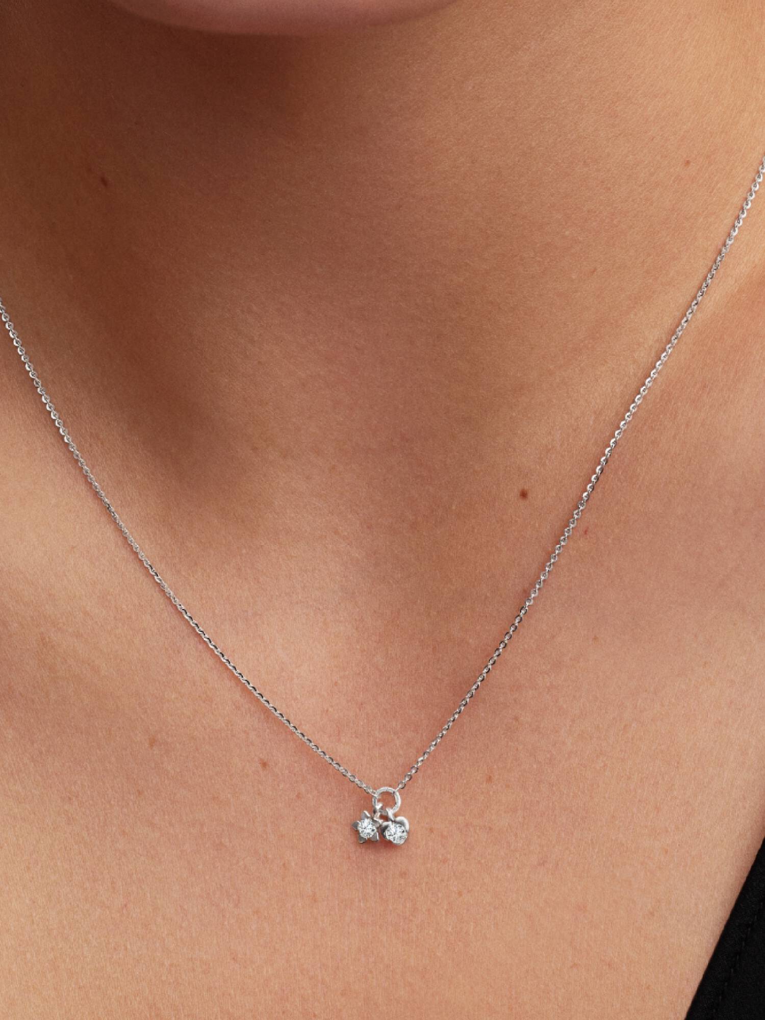 Pandora Talisman halskæde i sterlingsølv med hjerte- og stjernevedhæng med laboratorieskabte diamanter