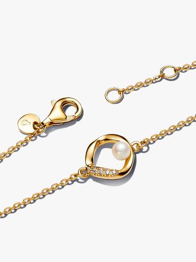 Organisk Formet Pavé Cirkel Armbånd med Behandlet Ferskvandskulturperle